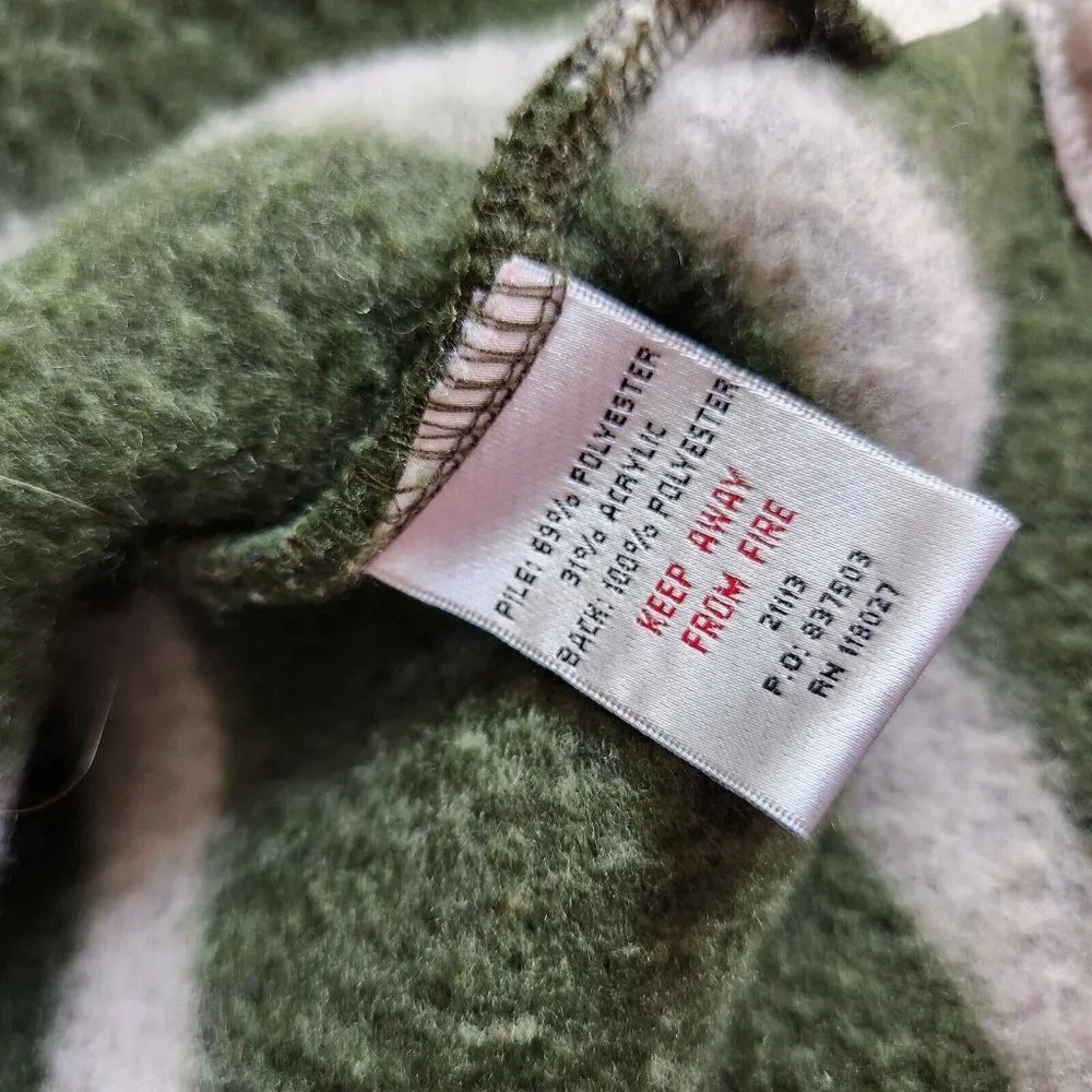Mini Boden Boy’s Size 11 12 Green & Black Striped Sherpa Pullover‎ Jacket